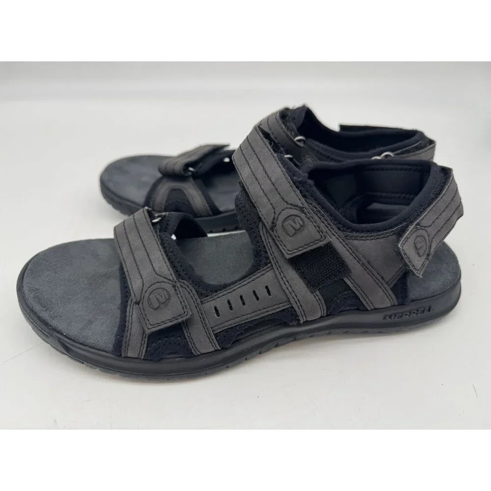 Merrell Mens Sandspur 2 Convert Sandals Black Leather Slingback Outdoors Casual